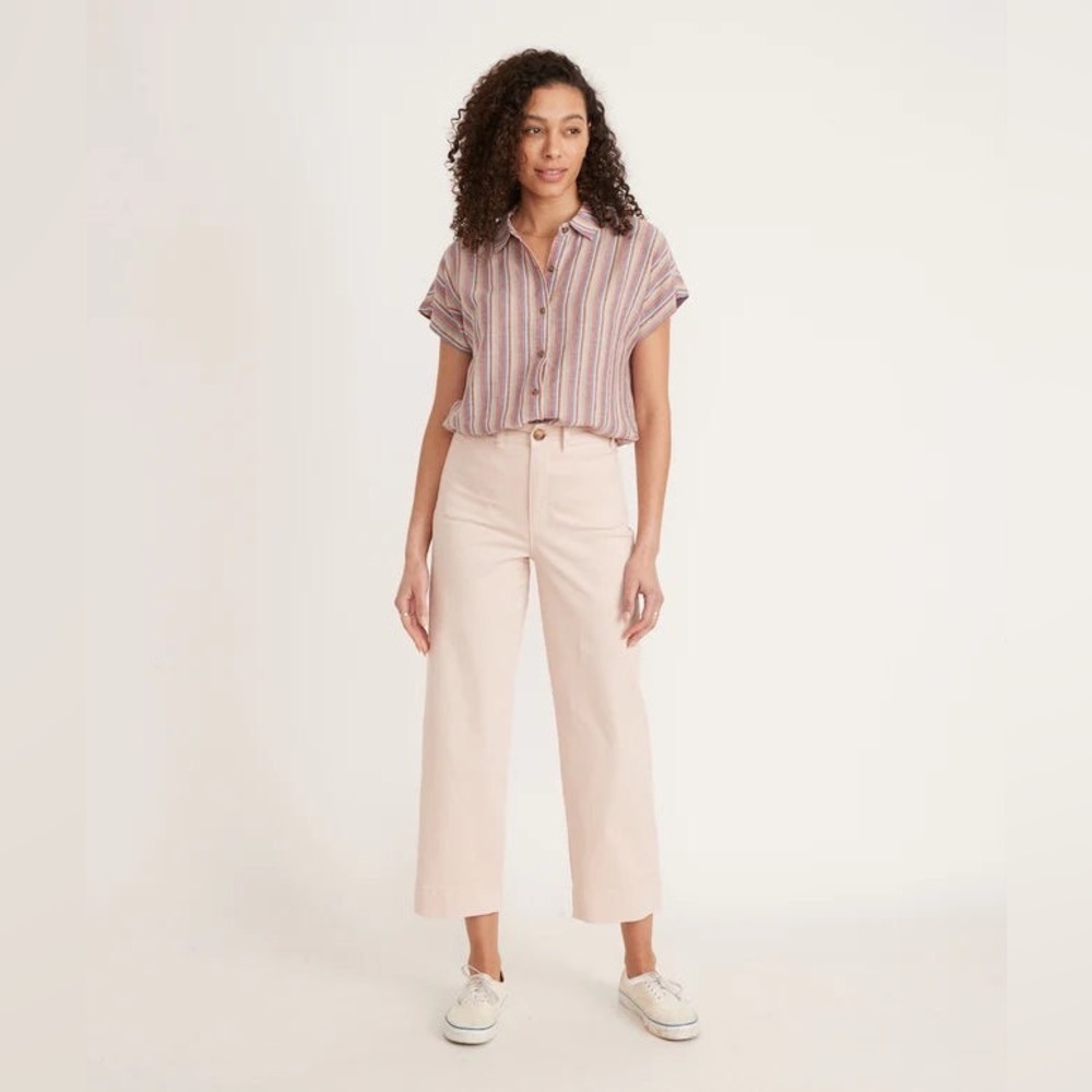 Marine Layer NEW Bridget Slim Wide Leg Crop Peach Whip Pants Cropped size 4